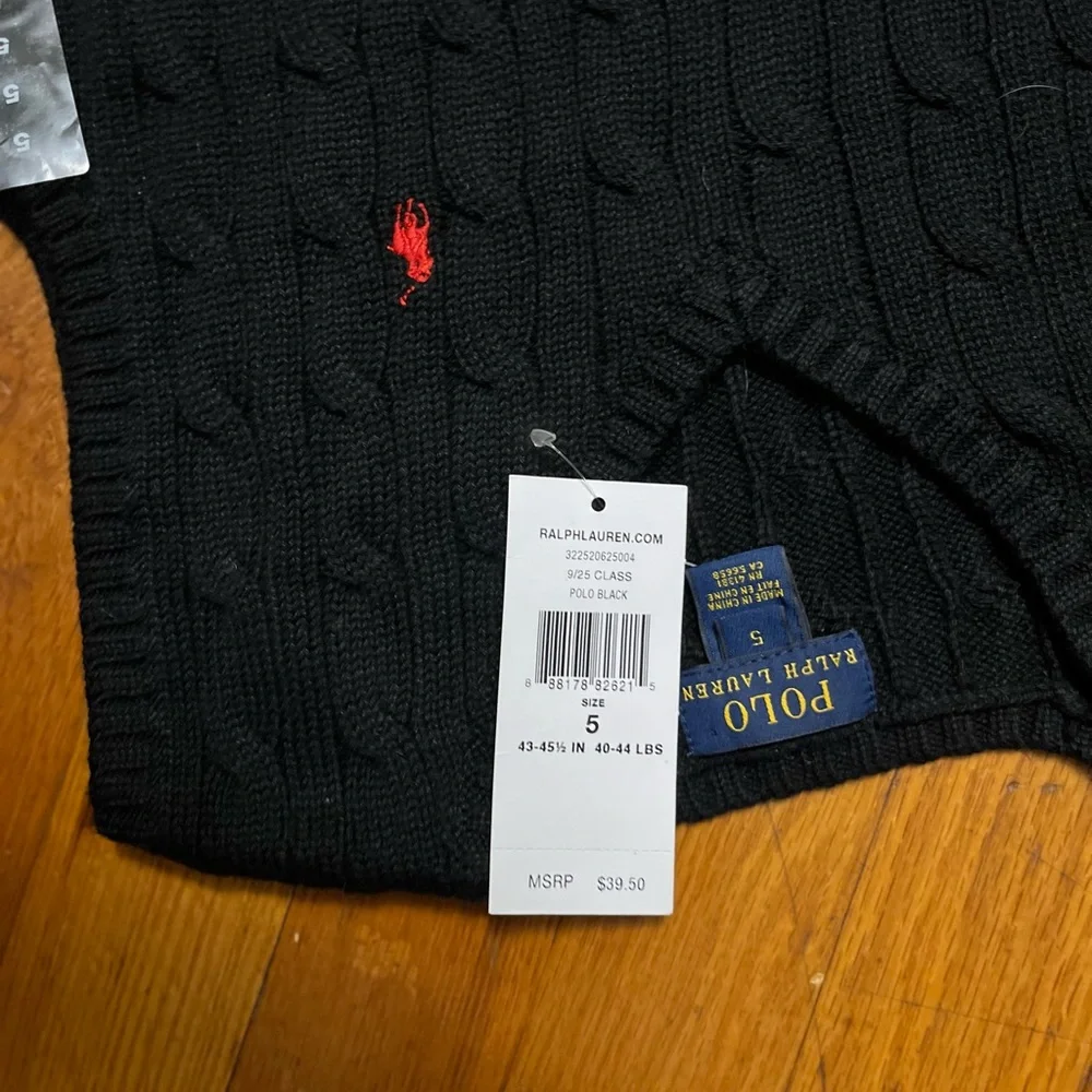 NEW. Ralph Lauren Cable Knit Black kids sleeveless vest